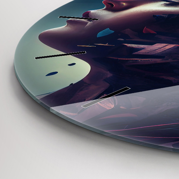 Zegar szklany okrągły Abstrakcja kobieta