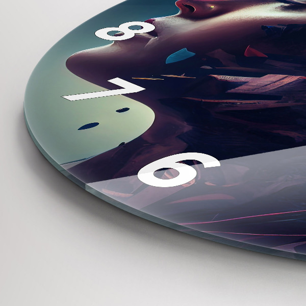 Zegar szklany okrągły Abstrakcja kobieta