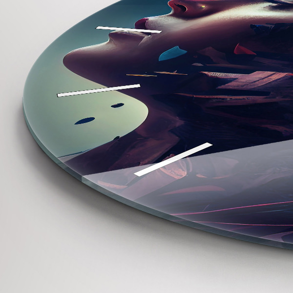 Zegar szklany okrągły Abstrakcja kobieta