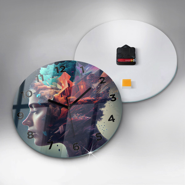 Zegar szklany okrągły Abstrakcja kobieta