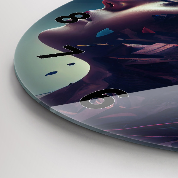 Zegar szklany okrągły Abstrakcja kobieta