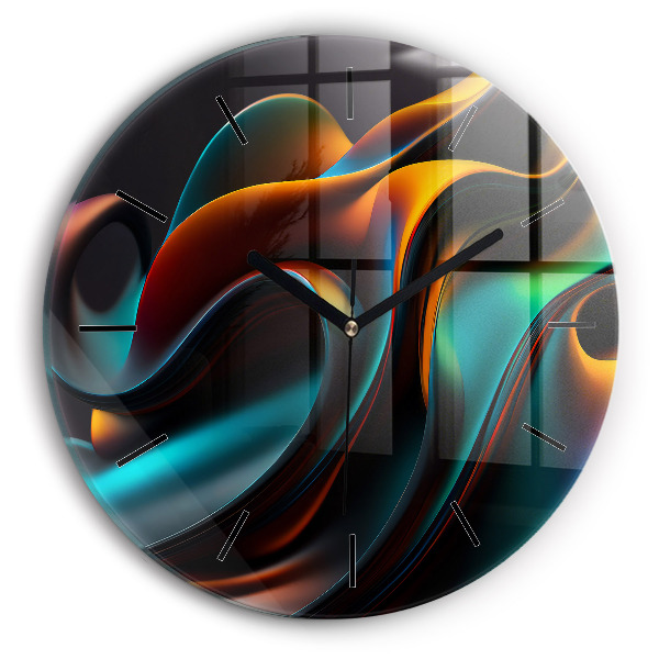 Zegar szklany okrągły Futurystyczna fala