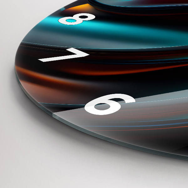 Zegar szklany okrągły Futurystyczna fala