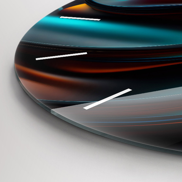 Zegar szklany okrągły Futurystyczna fala