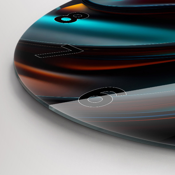 Zegar szklany okrągły Futurystyczna fala