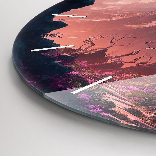 Zegar szklany okrągły Magiczny las i góry