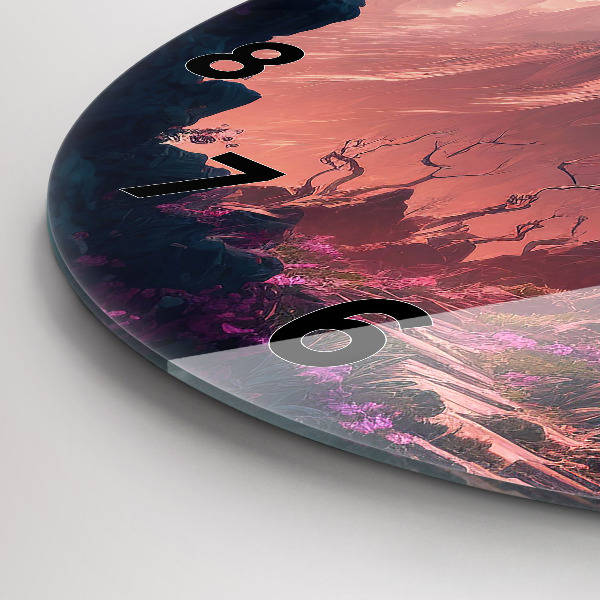 Zegar szklany okrągły Magiczny las i góry