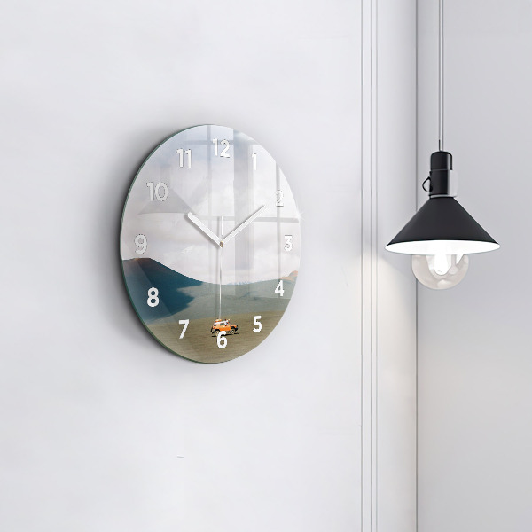 Zegar okrągły z nadrukiem Pojazd na pustyni Kamczatka