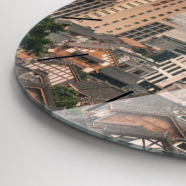 Zegar okrągły z nadrukiem Stare miasto w Chongqing