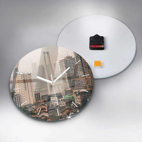 Zegar okrągły z nadrukiem Stare miasto w Chongqing