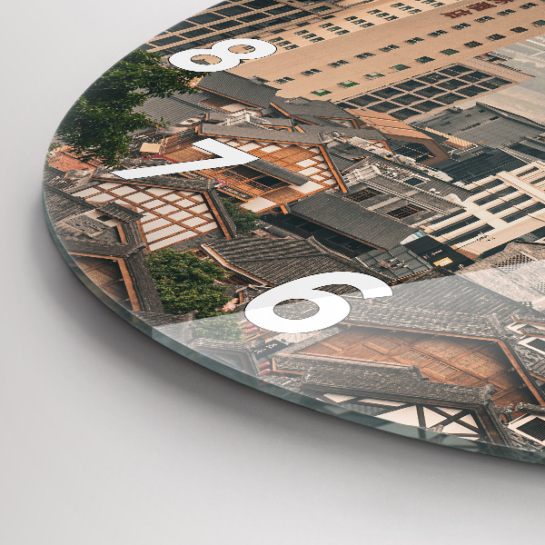 Zegar okrągły z nadrukiem Stare miasto w Chongqing