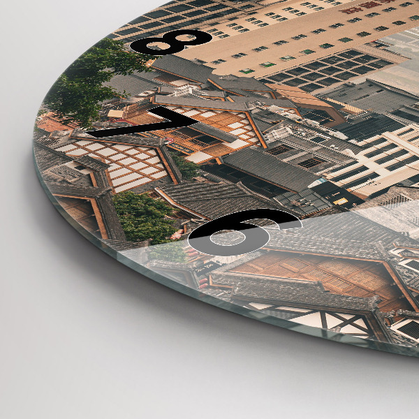 Zegar okrągły z nadrukiem Stare miasto w Chongqing