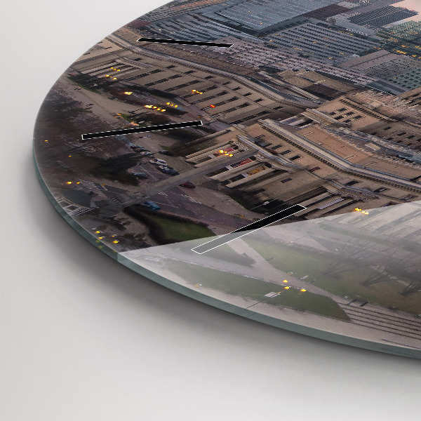 Zegar okrągły z nadrukiem Panorama Warszawy