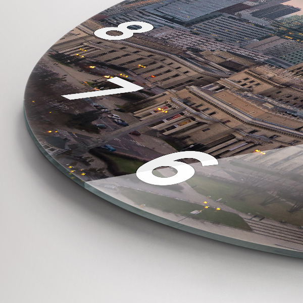 Zegar okrągły z nadrukiem Panorama Warszawy