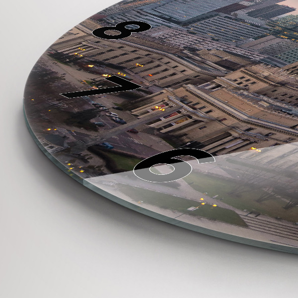 Zegar okrągły z nadrukiem Panorama Warszawy