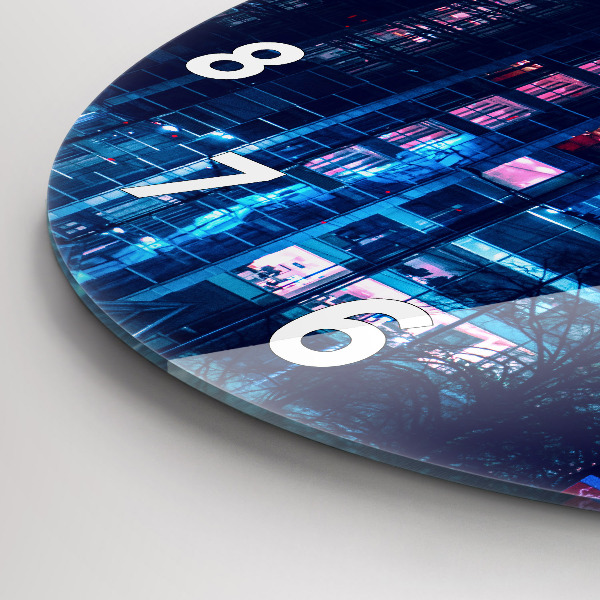 Zegar okrągły z nadrukiem Warszawa w nocy