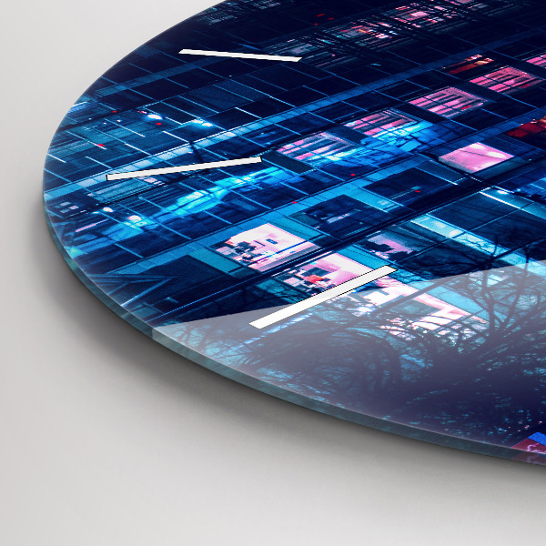 Zegar okrągły z nadrukiem Warszawa w nocy