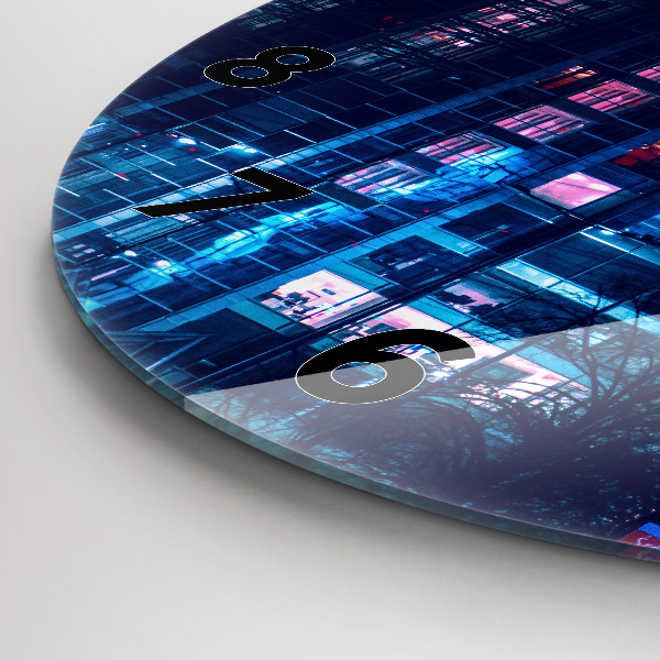 Zegar okrągły z nadrukiem Warszawa w nocy