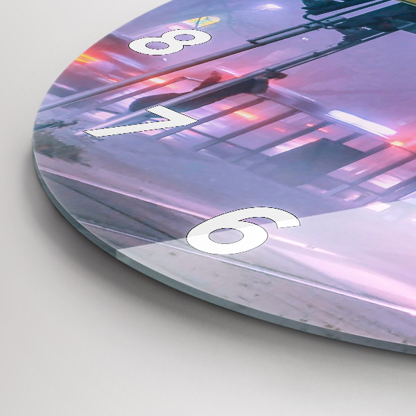 Zegar ścienny okrągły Warszawa we mgle