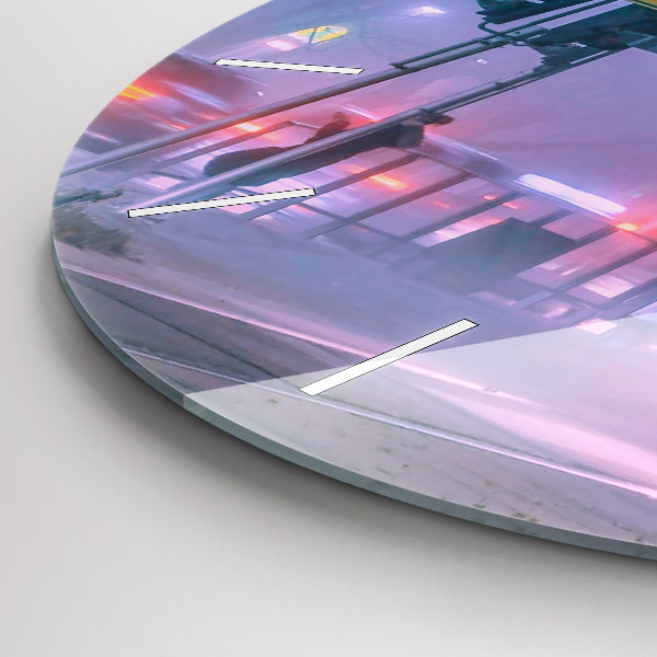 Zegar ścienny okrągły Warszawa we mgle