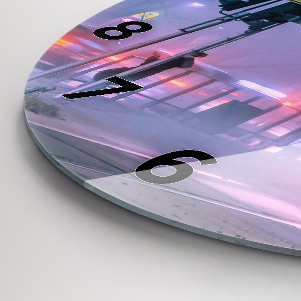 Zegar ścienny okrągły Warszawa we mgle