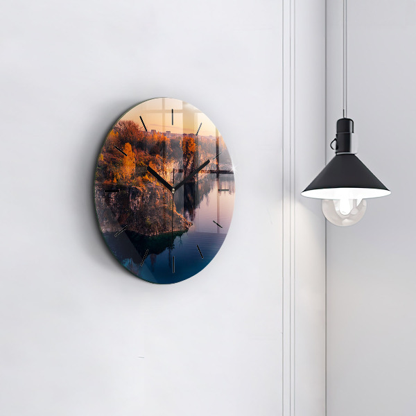 Zegar okrągły z nadrukiem Kraków jezioro Zakrzówek