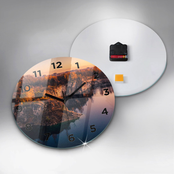 Zegar okrągły z nadrukiem Kraków jezioro Zakrzówek