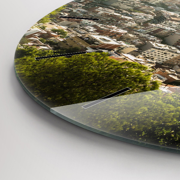 Zegar okrągły z nadrukiem Barcelona widok Montjuic