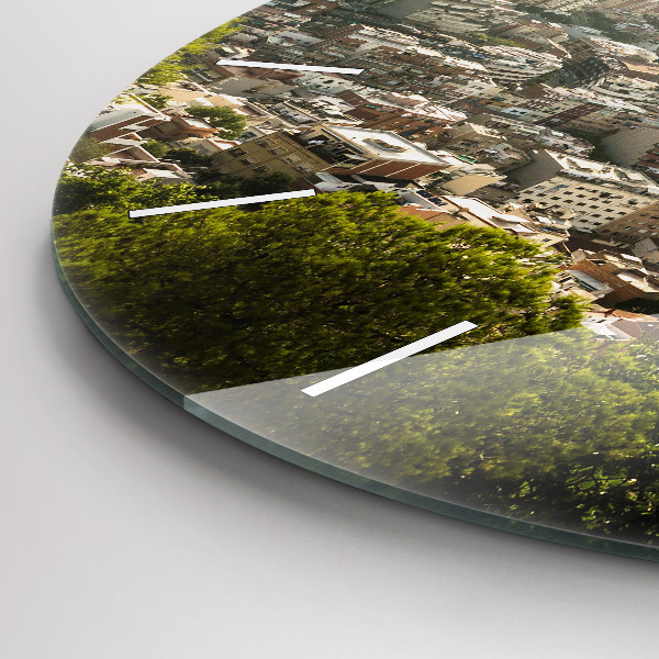 Zegar okrągły z nadrukiem Barcelona widok Montjuic