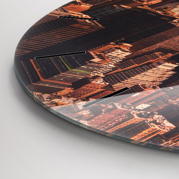 Zegar okrągły z nadrukiem Panorama miasta zachód