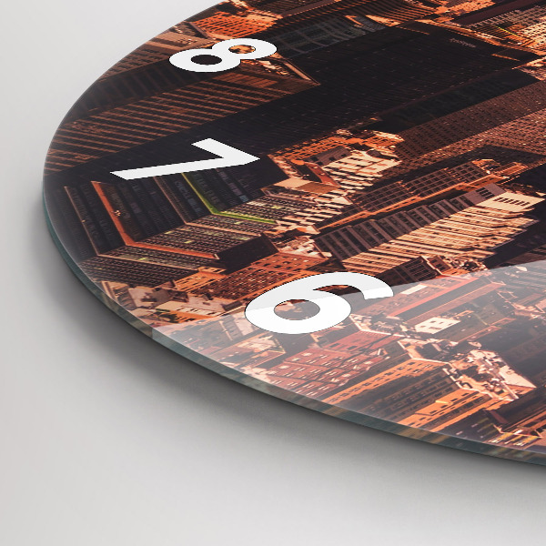 Zegar okrągły z nadrukiem Panorama miasta zachód