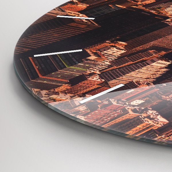 Zegar okrągły z nadrukiem Panorama miasta zachód