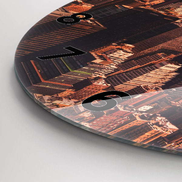 Zegar okrągły z nadrukiem Panorama miasta zachód