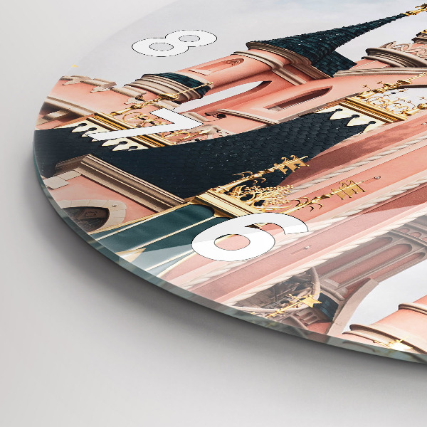 Zegar okrągły z nadrukiem Zamek Disneyland w Paryżu