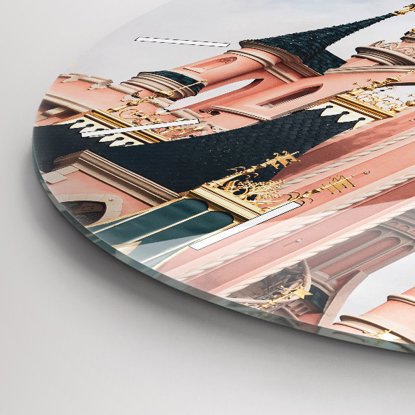 Zegar okrągły z nadrukiem Zamek Disneyland w Paryżu