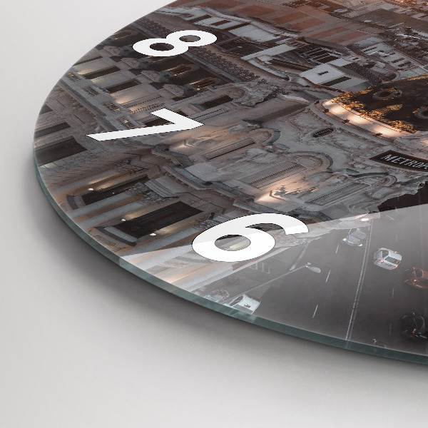 Zegar okrągły z nadrukiem Miasta o zachodzie słońca