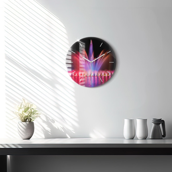 Zegar ścienny okrągły Wrocławska fontanna nocą