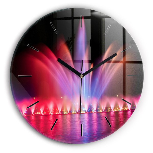 Zegar ścienny okrągły Wrocławska fontanna nocą