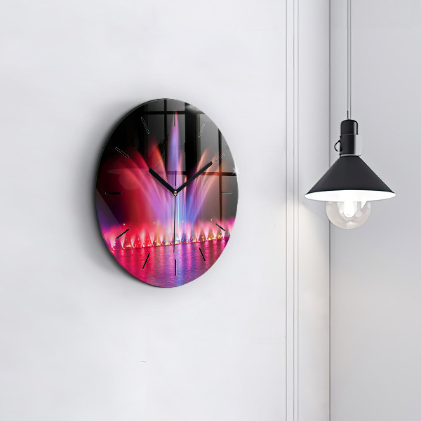 Zegar ścienny okrągły Wrocławska fontanna nocą