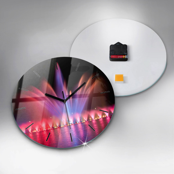 Zegar ścienny okrągły Wrocławska fontanna nocą