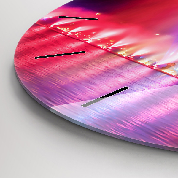 Zegar ścienny okrągły Wrocławska fontanna nocą