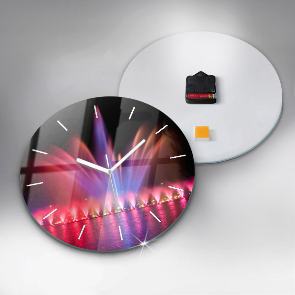 Zegar ścienny okrągły Wrocławska fontanna nocą