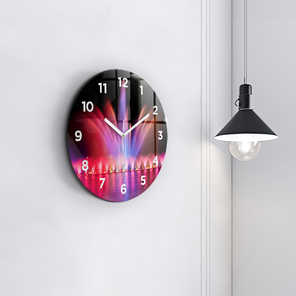 Zegar ścienny okrągły Wrocławska fontanna nocą