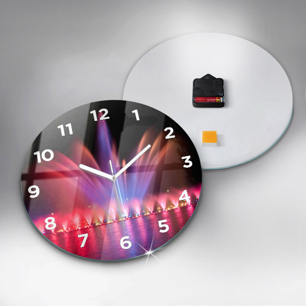 Zegar ścienny okrągły Wrocławska fontanna nocą