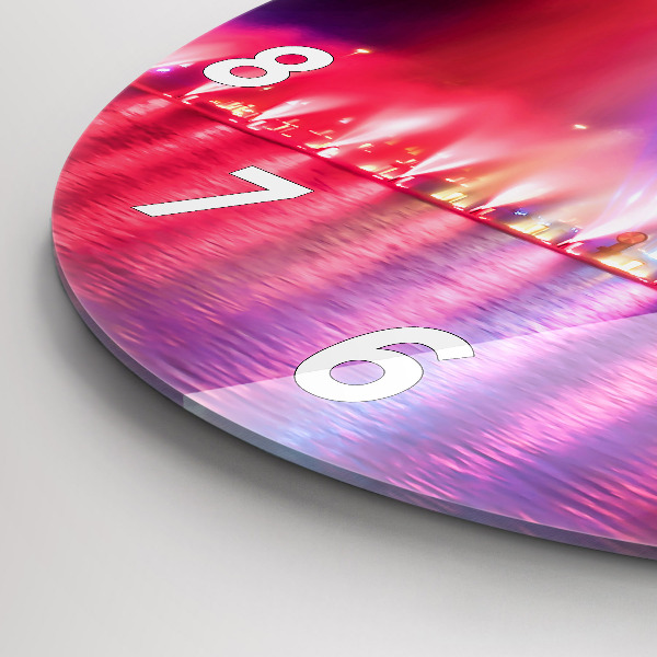 Zegar ścienny okrągły Wrocławska fontanna nocą