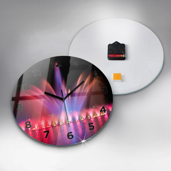 Zegar ścienny okrągły Wrocławska fontanna nocą