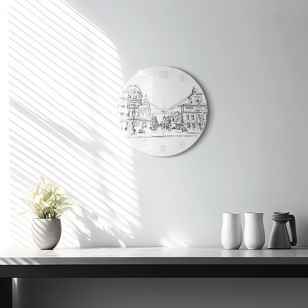 Zegar szklany okrągły Ilustracja miasta Poznań