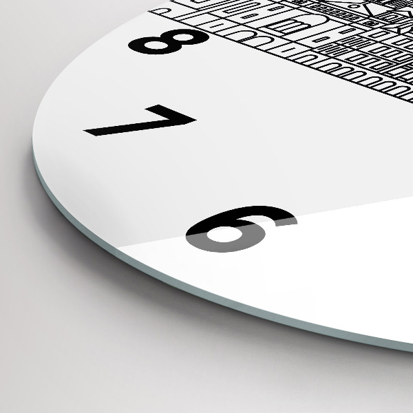 Zegar ścienny okrągły Łódź architektura panorama