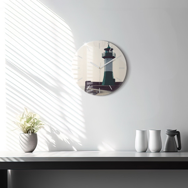 Zegar okrągły z nadrukiem Latarnia morska i morze