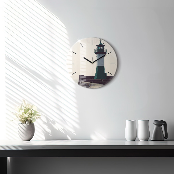 Zegar okrągły z nadrukiem Latarnia morska i morze